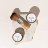 Foundation + Blush (or bronzer) + Kabuki brush